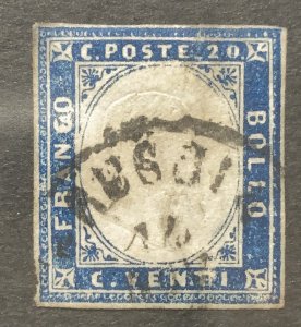 AlexStamps SARDINIA #12 VF Used PROBABLE FORGERY