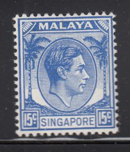 Singapore MH Scott #11 15c George VI, blue