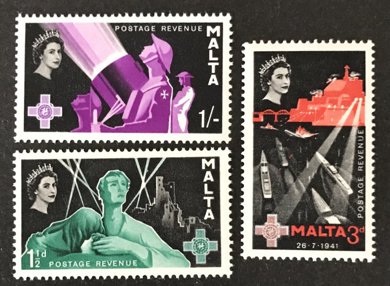 Malta 1958 #266-8, MNH, CV $.75