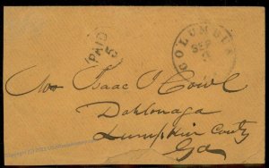 CSA Columbus GA Civil War Confederate Stampless Cover 92694