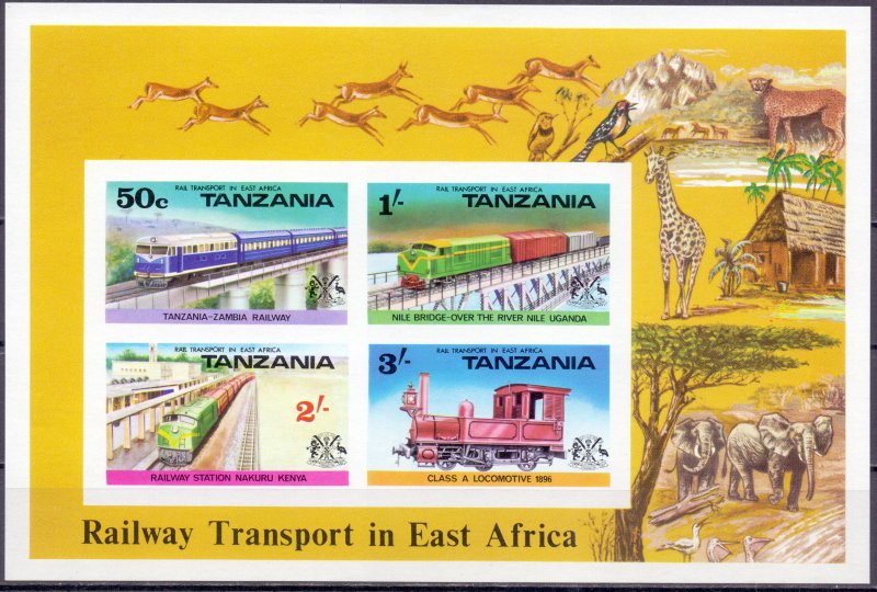 Tanzania. 1976. 62A-65A bl3. railway transport. MNH.