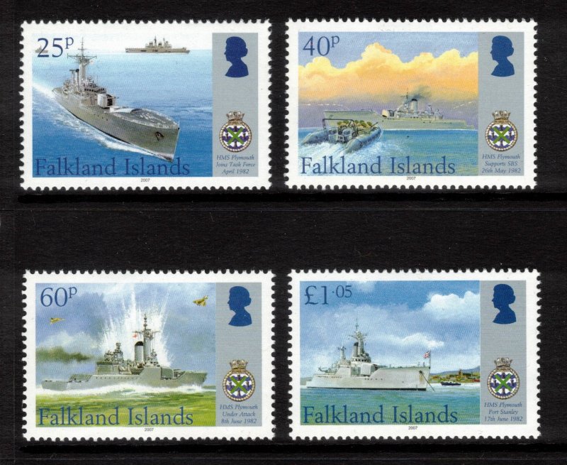 FALKLAND ISLANDS 2007 HMS Plymouth; Scott 930-33, SG 1072-75; MNH