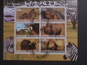 BURUNDI-2009- AFRICA ENDANGER WILD ANIMALS- CTO SHEET VERY FINE-