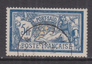 PORT SAID, EGYPT, FRENCH PO., 1902 Merson 5f. Blue & Buff, used.