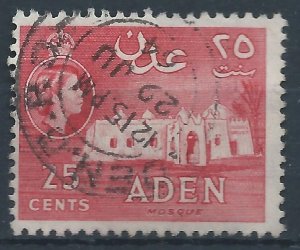 Aden 1964 - QE2 25c carmine-red wmk St Edwards Crown - SG80 used