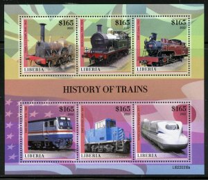 LIBERIA 2022 HISTORY OF TRAINS SHEET MINT NH