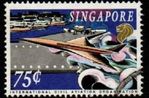 SINGAPORE SG782 1994 75c CIVIL AVIATION  FINE USED