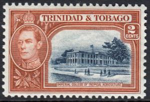 Trinidad & Tobago KGVI 1938 2c Blue Yellow-Brown SG247 Mint Lightly Hinged