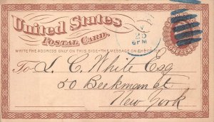 USA SCOTT UX3 POSTAL CARD KELLOGG NEWSPAPER CHICAGO NEW YORK FANCY CANCEL 1870s