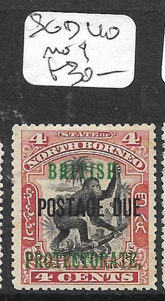 NORTH BORNEO (P0405B) POSTAGE DUE  4C MONKEY BP SG D40  MOG