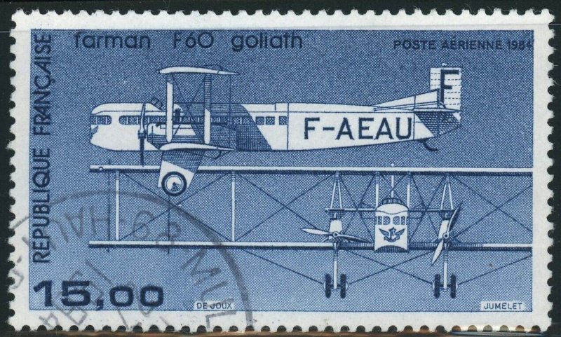 France #C56 Farman F-60 Goliath Airmail 15Fr Postage Stamp 1984 Used VF