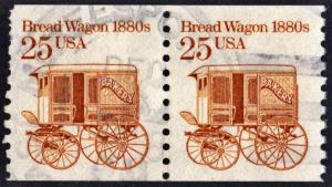 SC#2136 25¢ Bread Wagon Coil Pair (1986) Used