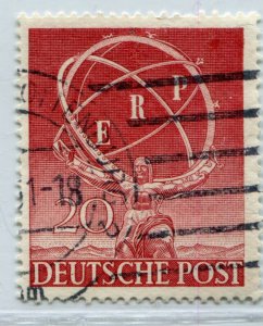 GERMANY BERLIN 1950 ERP 9N68 MICHEL 71Y MISSING WATERMARK VERY RARE VFU