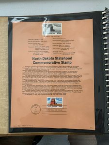 USPS Souvenir Page Scott 2403 1989 north Dakota statehood stamp