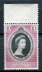 MALAYA; MALACCA 1953 early QEII Coronation issue Mint hinged 10c. value