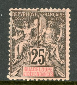 Guadeloupe 1892 French Colony 25¢ Black Commerce & Navigation SG #42 Mint D935