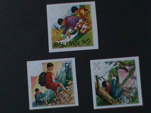 ​BHUTAN-1967-SC#86-86e BOY SCOUTS RARE IMPERFSILVER OVPT. MNH-VF-57 YEARS OLD