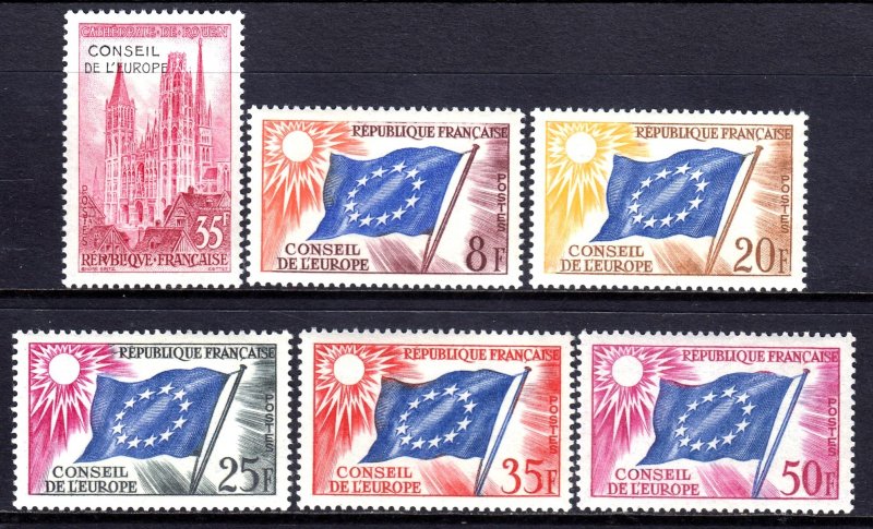 France 1958-59 Council of Europe Complete Mint MNH (1v MH) Set SC 1O1-1O6