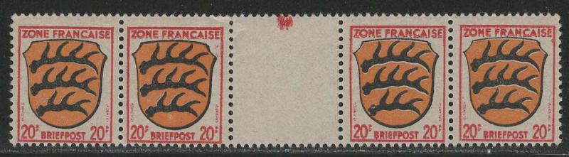 Germany - under French occupation - Scott # 4N8, mint nh, gutter pair