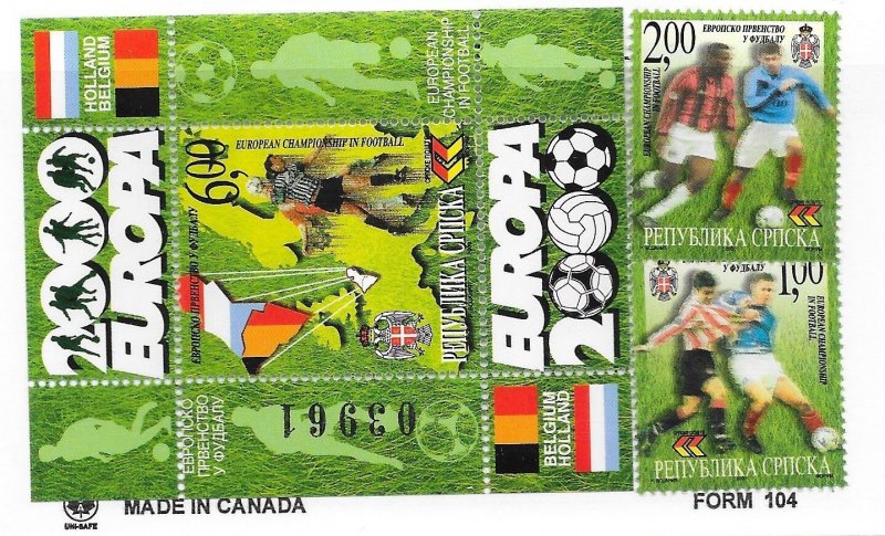 Bosnia & Herzegovina (SERB ADM) Sc 114-6 NH SET+S/S OF 2000 - SOCCER
