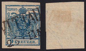 Austria - 1850 - Scott #5 - used - Type III - ZWITTAU pmk Czech Rep. watermarked