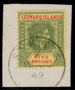 LEEWARD ISLANDS GVI SG112b VAR, 5s green & red/yellow, VFU. SLOPING NAME TABLET