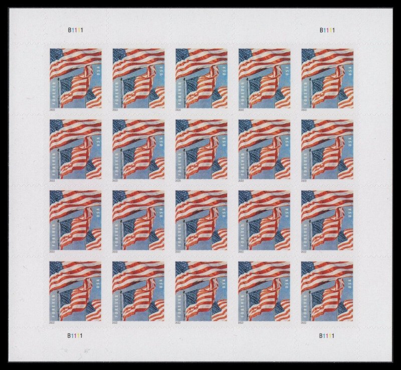 5654 - 2022 First-Class Forever Stamp - Flags (Banknote