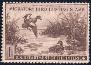 Mint 1942 Duck Hunting Permit Stamp SC# RW9