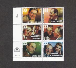 TheStampNut > Scott# 3345-50 BROADWAY SONGWRITERS PLATE BLOCK (6) MNH