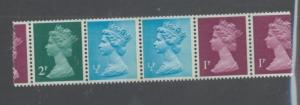 GREAT BRITAN Strip of 5 Mis Perf Error #MH25a MNH, VF Queen Elizabeth II - FOS98