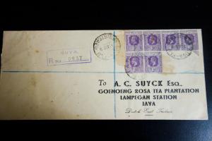 Rare 1938 Registered Fiji Cover to Java Clean British Cover