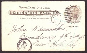 US Puerto Rico UX3 Black on Buff  May 21, 1900 Cancel Clean, Desirable & SCARCE