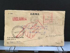 New Zealand 1968 pre paid unclaimed return to sender  stamp cover front  R31865