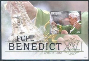 BEQUIA  POPE BENEDICT XVI 85th BIRTH ANNIVERSARY IMPERFORATED S/SHEET  MINT NH