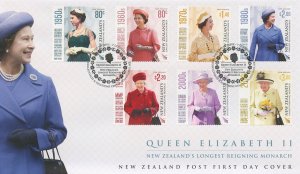 Royalty Stamps New Zealand NZ 2015 FDC Queen Elizabeth II Longest Reign 7v Set