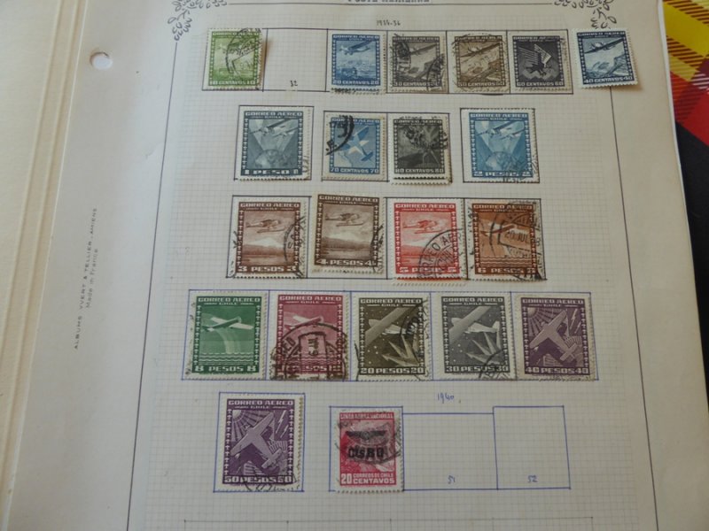 Chile Airmails and Telegraph Stamp Collection 1936-1970 on Yvert Album Pages