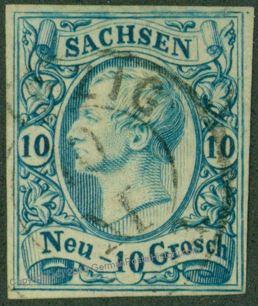 German States Saxony Sachsen 10 Groschen Mi13 Stamp 49912