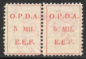 PALESTINE 1924 OPDA 5m Revenue WMK TO RIGHT Horizontal Pair Bale 86 Used