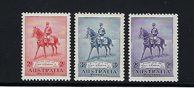 AUSTRALIA SCOTT #152-154 1935 GEORGE V SILVER JUBILEE-  MINT NEVER  HINGED