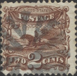 US Scott #113 Used Fine 1869 2 Cent Post Horse and Rider Stamp