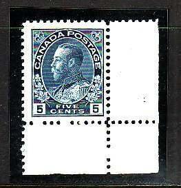Canada-Sc#111- id13606-unused NH 5c dark blue Admiral-KGV-1914- S/H reflects cos