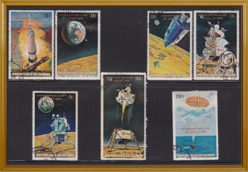 Guinea 541-547 CTO  Man on the Moon - FRENCH SET 1969