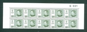 Greenland.1 Mnh 10-Plate Block 1978 # G 031. 1.80 Kr. Queen. Sc# 97. Eng. Slania