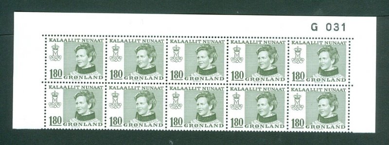 Greenland.1 Mnh 10-Plate Block 1978 # G 031. 1.80 Kr. Queen. Sc# 97. Eng. Slania