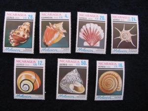 Nicaragua - 1988 – Sea Shells – 7 Stamps - Mint