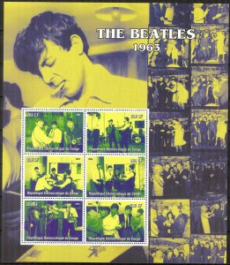 Congo 2004 Music Rock Band  The Beatles  1963 Sheet of 6 MNH Private