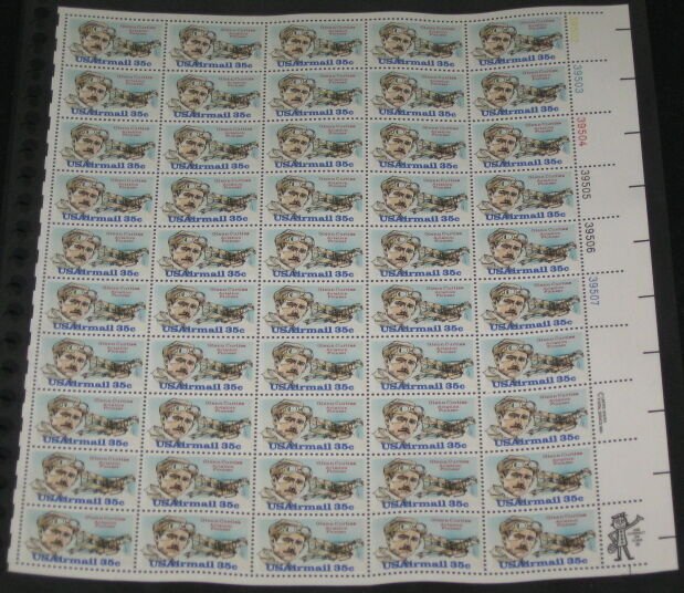 US #C100 35¢ Glenn Curtis, Complete sheet of 50, og, NH