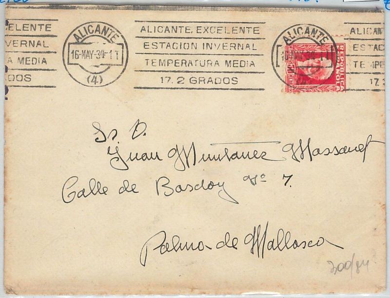 61726 -  SPAIN - POSTAL HISTORY: MECHANICAL  POSTMARK  1934: WEATHER Alicante