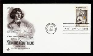 FIRST DAY COVER #1488 500th Anniv of Copernicus Birth 8c ARTCRAFT U/A FDC 1973