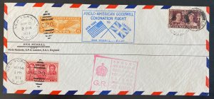 1937 London England King George VI KGVI Coronation Flight Souvenir Cover To Usa